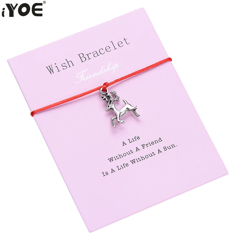 IYOE Vintage Silver Color Animal Deer Charm Red Bracelet For Women Kids Wish Card Lucky Rope Bracelets Men Friendship Jewelry
IYOE Vintage Silver Color Animal Deer Charm Red Bracelet For Women Kids Wish Card Lucky Rope Bracelets Men Friendship Jewelry