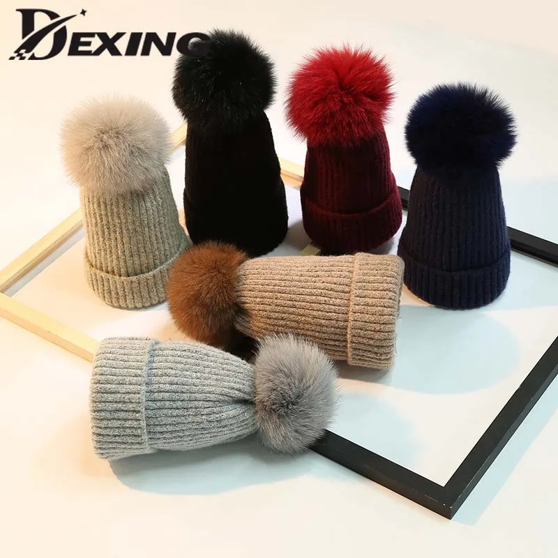 2019 New Pom Pom Fox Fur Winter Hat for Women Fashion Solid Warm Ear Protection Hats Knitted Beanies Cap Thick Female Cap
2019 New Pom Pom Fox Fur Winter Hat for Women Fashion Solid Warm Ear Protection Hats Knitted Beanies Cap Thick Female Cap