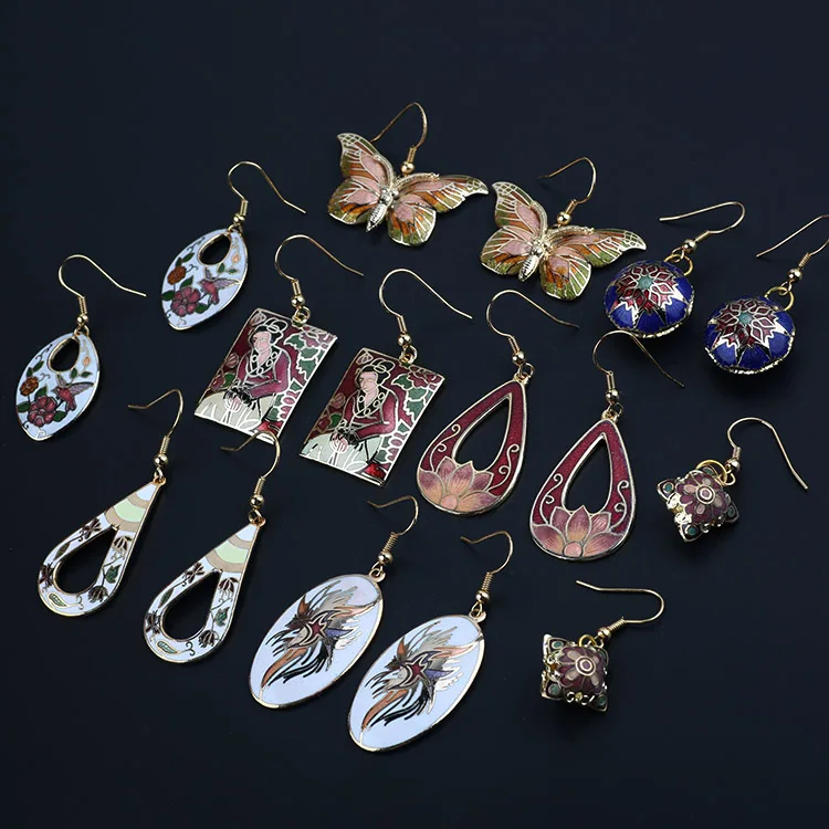 Colorful Chinese Cloisonne Enamel Earring High quality Ethnic traditional craft Women Jewelry Earrings Wholesale 10 pair/lot
Colorful Chinese Cloisonne Enamel Earring High quality Ethnic traditional craft Women Jewelry Earrings Wholesale 10 pair/lot
