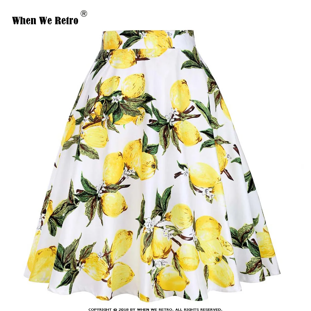 When We Retro Fruit Print Lemon Skirt White and Yellow Cotton Summer Knee Length Swing 50s Vintage Skirts Bottoms Pleated Skirt
When We Retro Fruit Print Lemon Skirt White and Yellow Cotton Summer Knee Length Swing 50s Vintage Skirts Bottoms Pleated Skirt