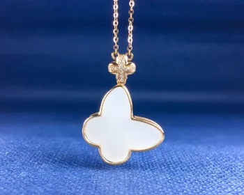 18K gold inlaid and white white butterfly clavicle chain, sheep fat jade hde02#
18K gold inlaid and white white butterfly clavicle chain, sheep fat jade hde02#