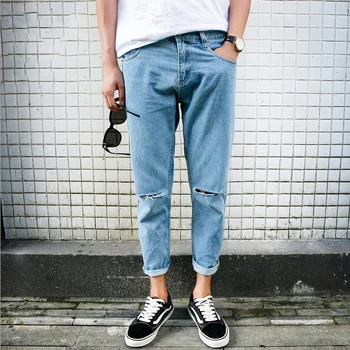 Top quality 2020 Fashion knee Hole jeans thin light blue male harem jeans men Casual hip hop denim streetwear trousers hombre
Top quality 2020 Fashion knee Hole jeans thin light blue male harem jeans men Casual hip hop denim streetwear trousers hombre