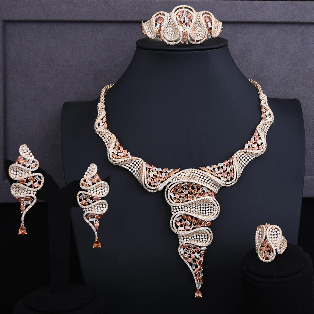 GODKI Super Shiny Famous Brand Luxury Twist Drop Women Wedding Cubic Zirconia Statement Necklace Earring Bangle Ring Jewelry Set
GODKI Super Shiny Famous Brand Luxury Twist Drop Women Wedding Cubic Zirconia Statement Necklace Earring Bangle Ring Jewelry Set