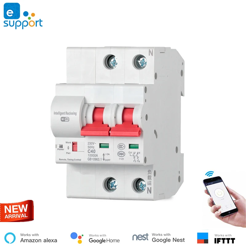 eWeLink WiFi 2P Smart Circuit Breaker Automatic Switch overload short circuit protection , work with Amazon Alexa Google home
eWeLink WiFi 2P Smart Circuit Breaker Automatic Switch overload short circuit protection , work with Amazon Alexa Google home