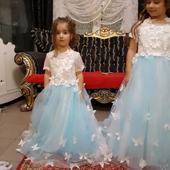 Lovely Flower Girl Dress For Wedding with Handmade Butterfly 3D Floral Appliques Kids Pageant Gown Short Sleeve Custom Made
Lovely Flower Girl Dress For Wedding with Handmade Butterfly 3D Floral Appliques Kids Pageant Gown Short Sleeve Custom Made
