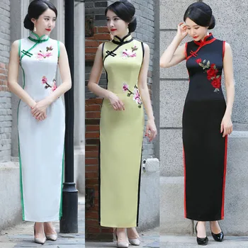 Plus Size 4XL Embroidery Elegant Stage Show High Split Silm Qipao Chinese Traditional Women Dress Vintage Lady Sexy Cheongsam
Plus Size 4XL Embroidery Elegant Stage Show High Split Silm Qipao Chinese Traditional Women Dress Vintage Lady Sexy Cheongsam
