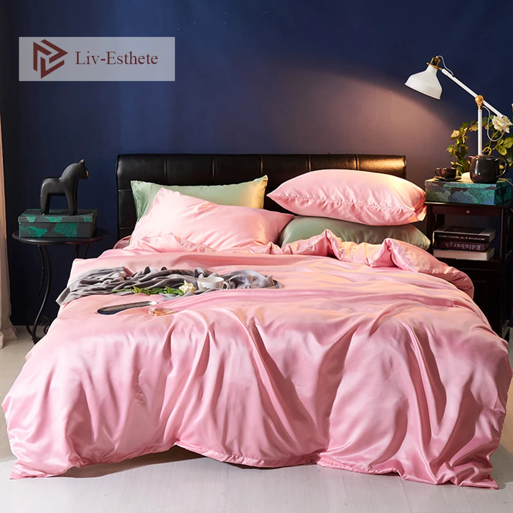 Liv-Esthete Luxury Pink Silk Bedding Set Silky Duvet Cover Flat Sheet Pillowcase Bed Linen Double Queen King For Adult
Liv-Esthete Luxury Pink Silk Bedding Set Silky Duvet Cover Flat Sheet Pillowcase Bed Linen Double Queen King For Adult