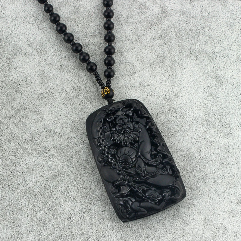 Drop Shipping Black Obsidian Chinese God Zhong Kui ChungKuel Pendant Necklace Catch Demon Person Jewellery
Drop Shipping Black Obsidian Chinese God Zhong Kui ChungKuel Pendant Necklace Catch Demon Person Jewellery