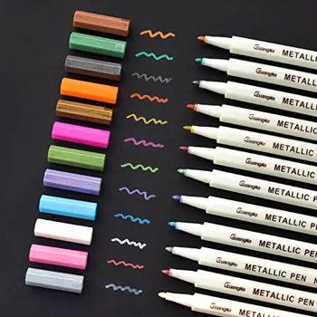Premium Metallic Marker Pens, Set of 12 Assorted Colors for Adult Coloring Books, Art Rock Painting, Card Making, - Fine Tip
Premium Metallic Marker Pens, Set of 12 Assorted Colors for Adult Coloring Books, Art Rock Painting, Card Making, - Fine Tip
