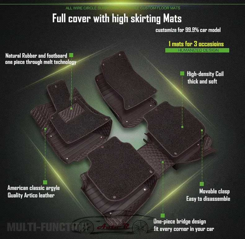 double layer coil leather car floor mats 2