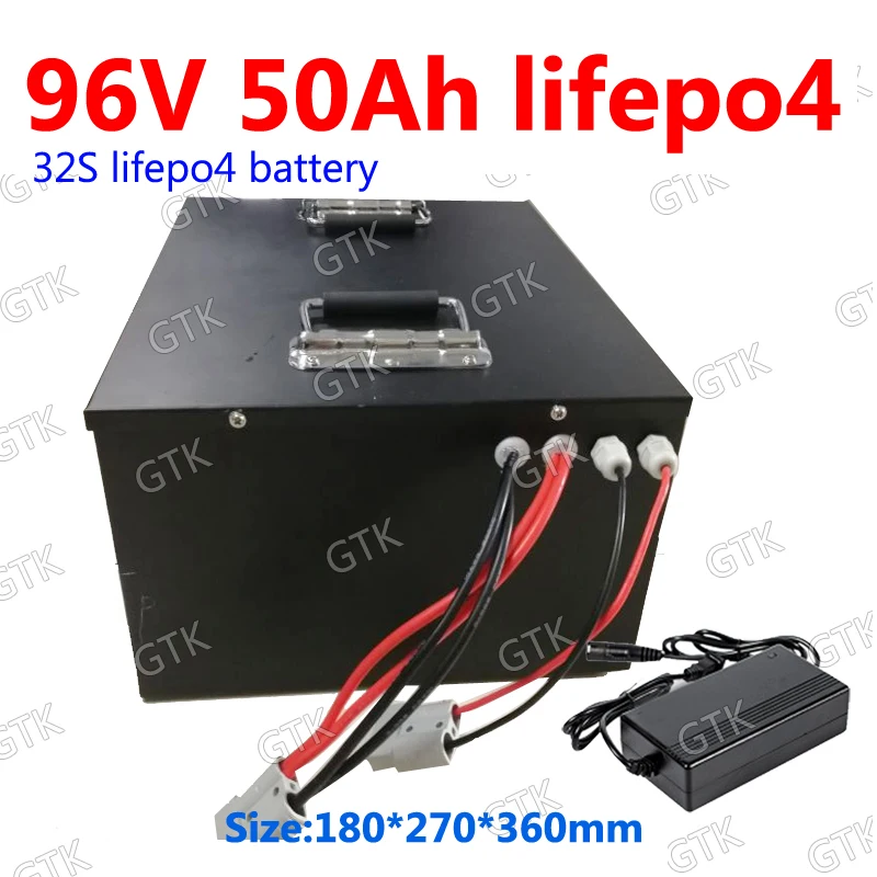 GTK lithium 96v 50Ah Lifepo4 battery pack BMS 32S 102V for AGV inverter vehicle scooter Motorcycle 8000W Forklift + 5A charger
GTK lithium 96v 50Ah Lifepo4 battery pack BMS 32S 102V for AGV inverter vehicle scooter Motorcycle 8000W Forklift + 5A charger