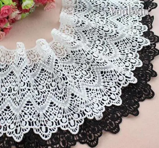 19cm Wide Luxury White Black cotton embroidery Lace fabric Ribbon trim collar sewing DIY applique fringe tassel guipure decor
19cm Wide Luxury White Black cotton embroidery Lace fabric Ribbon trim collar sewing DIY applique fringe tassel guipure decor