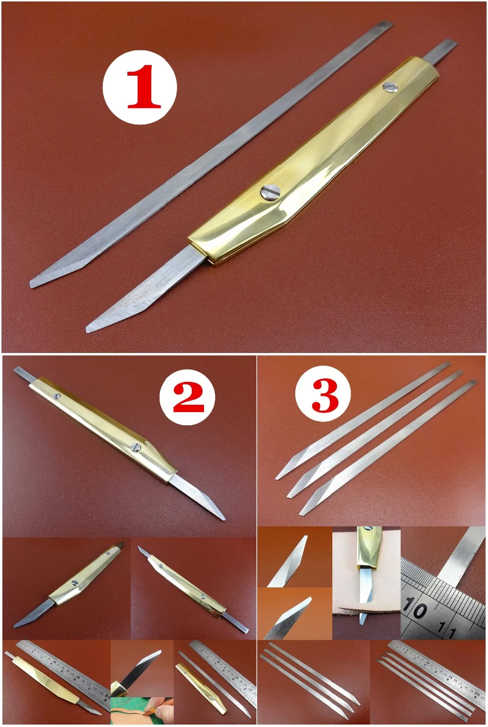 3kind Leather Craft Brass Handle Flat Cutting Cutter Knife Blade Indispensable Tool Sewing Carving Stitching Stamping Knife Cut
3kind Leather Craft Brass Handle Flat Cutting Cutter Knife Blade Indispensable Tool Sewing Carving Stitching Stamping Knife Cut