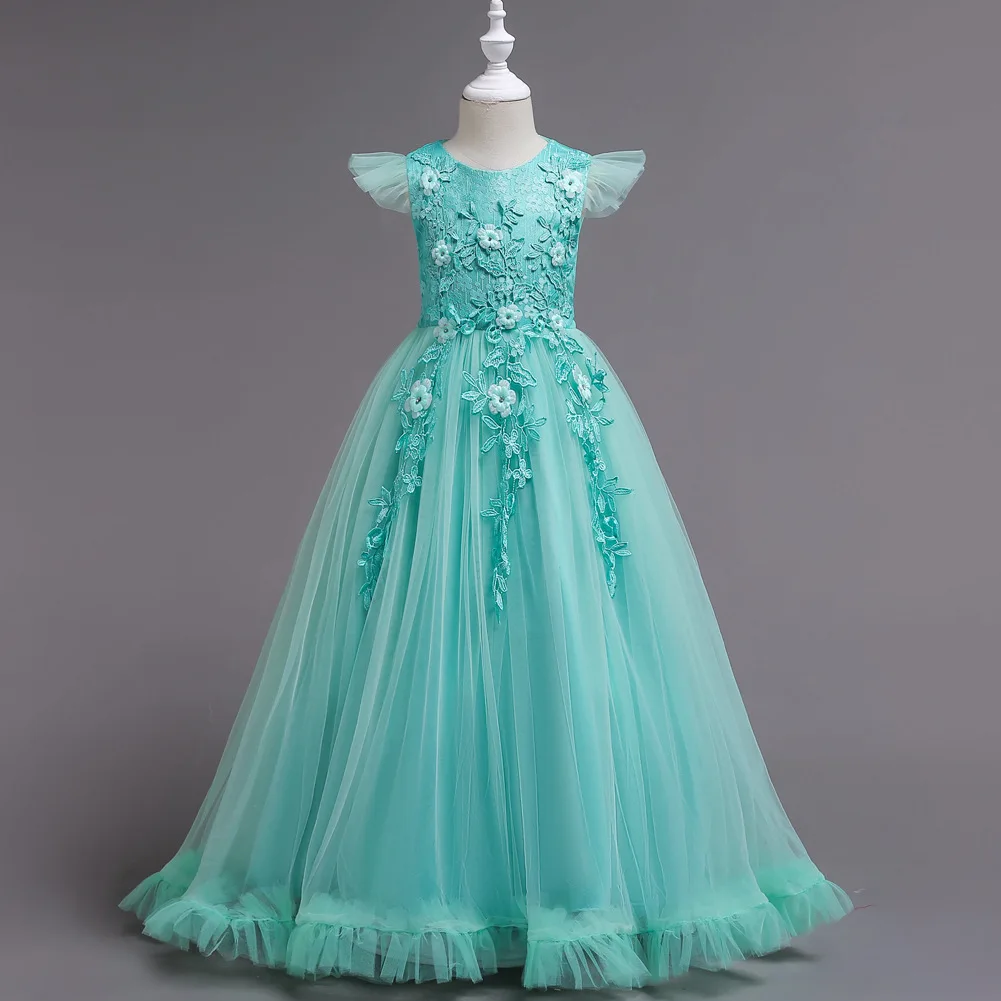 X089 New Princess Children Party Ball Gown First Communion Dress Mint Flower Girl for Weddings | Свадьбы и торжества