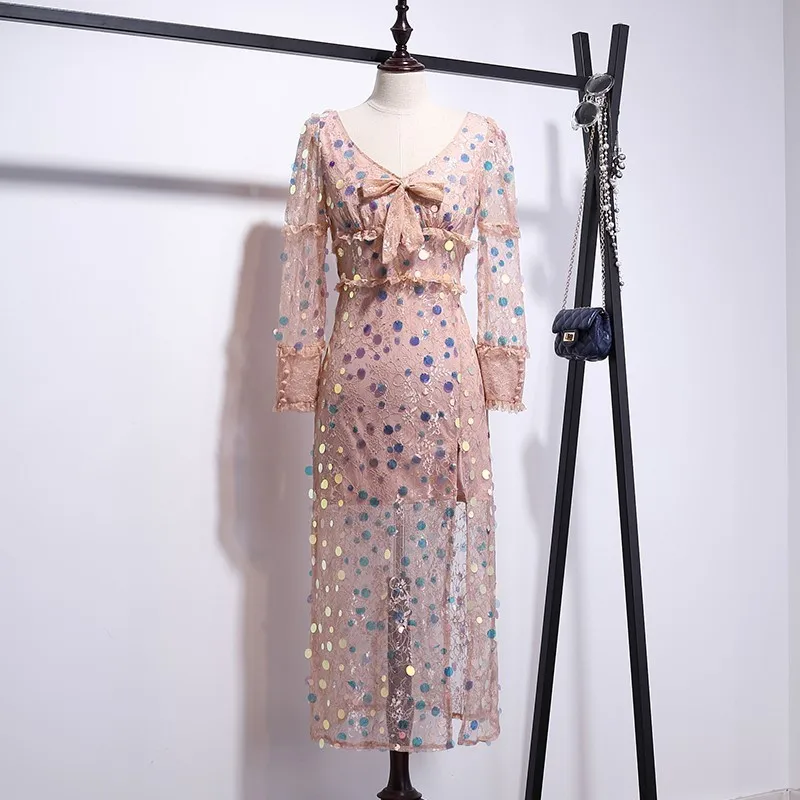 Sequins Patchwork Lace Dresses Women Square Collar Bandage Puff Sleeve High Waist Dress Female 2019 Spring Casual
Sequins Patchwork Lace Dresses Women Square Collar Bandage Puff Sleeve High Waist Dress Female 2019 Spring Casual