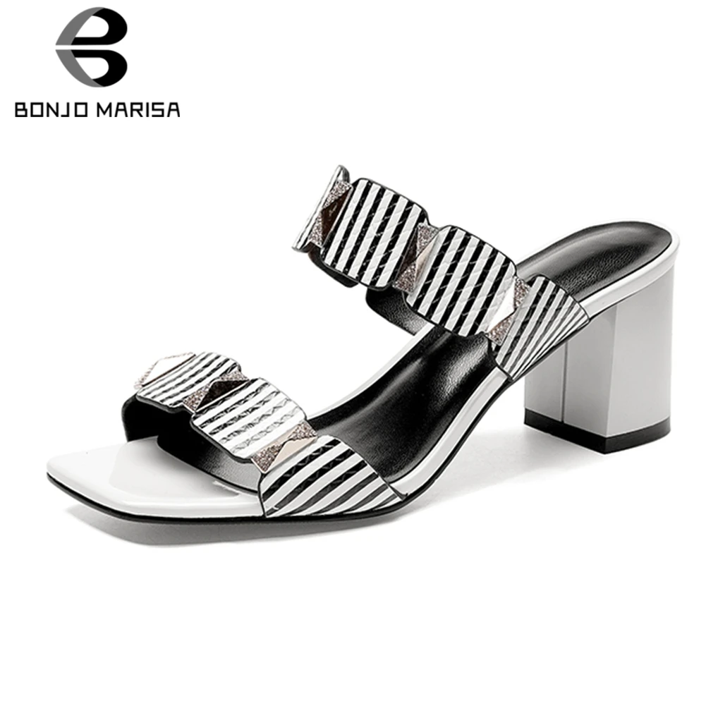 BONJOMARISA 2020 New Gingham Genuine Leather Shoes Mules Women Summer High Heels Slippers Women Shoes Woman Large Size 34-42
BONJOMARISA 2020 New Gingham Genuine Leather Shoes Mules Women Summer High Heels Slippers Women Shoes Woman Large Size 34-42