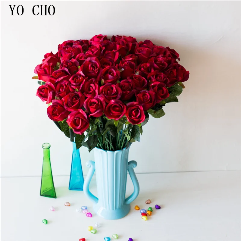 YO CHO Hot Sale Artificial Red Rose Flower Wedding Wall Home Decor Silk Flower Diy Christmas Wreath Gift White Rose Fake Flowers
YO CHO Hot Sale Artificial Red Rose Flower Wedding Wall Home Decor Silk Flower Diy Christmas Wreath Gift White Rose Fake Flowers