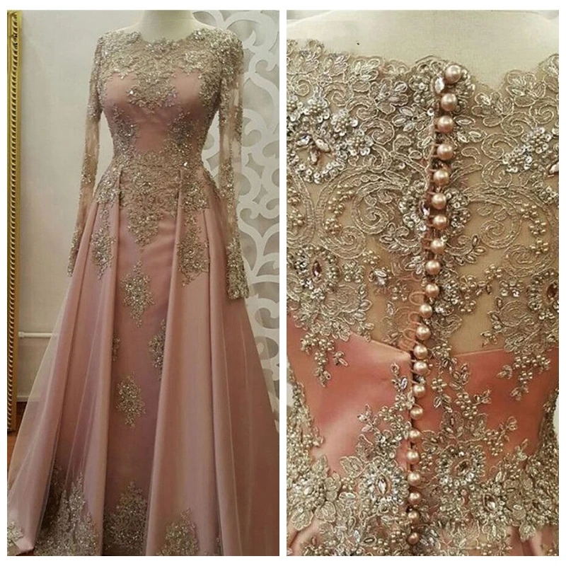 2019 Sheer Jewel Long Sleeves A-Line Evening Dresses Beaded Prom Party Gowns Gold Lace Appliques Formal Custom Special Occasion
2019 Sheer Jewel Long Sleeves A-Line Evening Dresses Beaded Prom Party Gowns Gold Lace Appliques Formal Custom Special Occasion