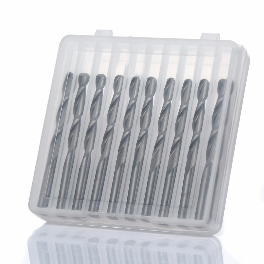 10pcs 1/8'' Shank 2 Flute Tungsten Carbide CNC Ball Nose End Mill Cutter Milling Tool Set Mayitr Milling Cutter Engraving Bit