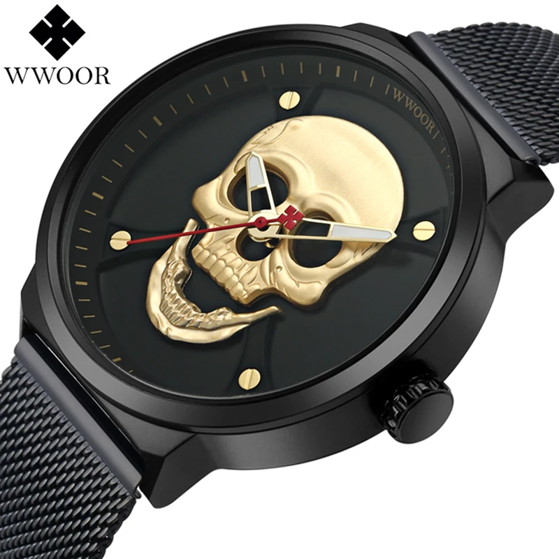 WWOOR Top Brand Luxury Stainless Steel Skull Quartz Mens Watches Casual Fashion Retro Sport Clock Male Watch Relogio Masculino
WWOOR Top Brand Luxury Stainless Steel Skull Quartz Mens Watches Casual Fashion Retro Sport Clock Male Watch Relogio Masculino