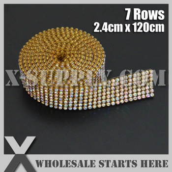 3mm/7 Rows Metal Rhinestone Mesh Banding,Crystal AB in Gold Base with Back Glue for Bridal Dress,Cake Stand,Wine Bottom
3mm/7 Rows Metal Rhinestone Mesh Banding,Crystal AB in Gold Base with Back Glue for Bridal Dress,Cake Stand,Wine Bottom