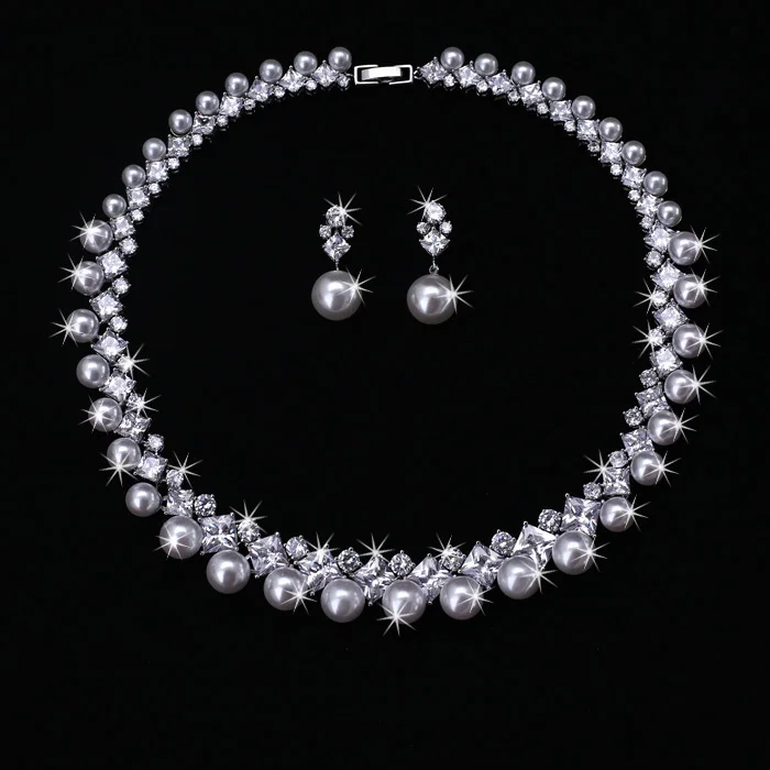 Clear Zirconia and Pearl 18KWG AAA Cubic Zircon Wedding Jewelry Set ,Earrings Necklace,Promotion,Nickel Free, Factory price
Clear Zirconia and Pearl 18KWG AAA Cubic Zircon Wedding Jewelry Set ,Earrings Necklace,Promotion,Nickel Free, Factory price