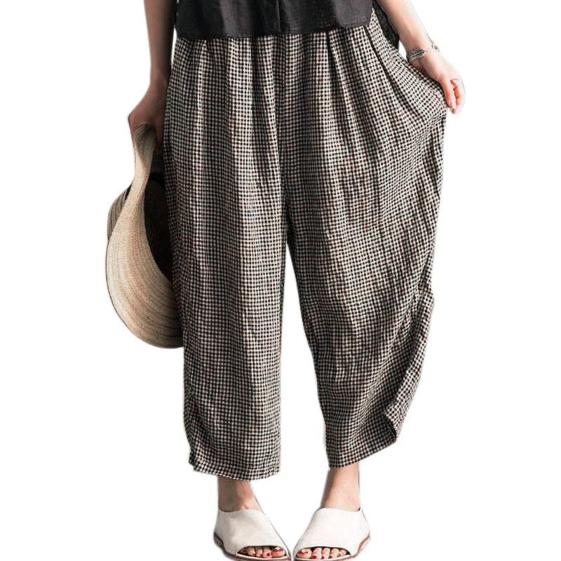 2018 Autumn New Plus Size Wide Leg Vintage Lattice Pants For Ladies Mid Waist Loose Elastic Waist Trousers Cotton Linen Pants
2018 Autumn New Plus Size Wide Leg Vintage Lattice Pants For Ladies Mid Waist Loose Elastic Waist Trousers Cotton Linen Pants