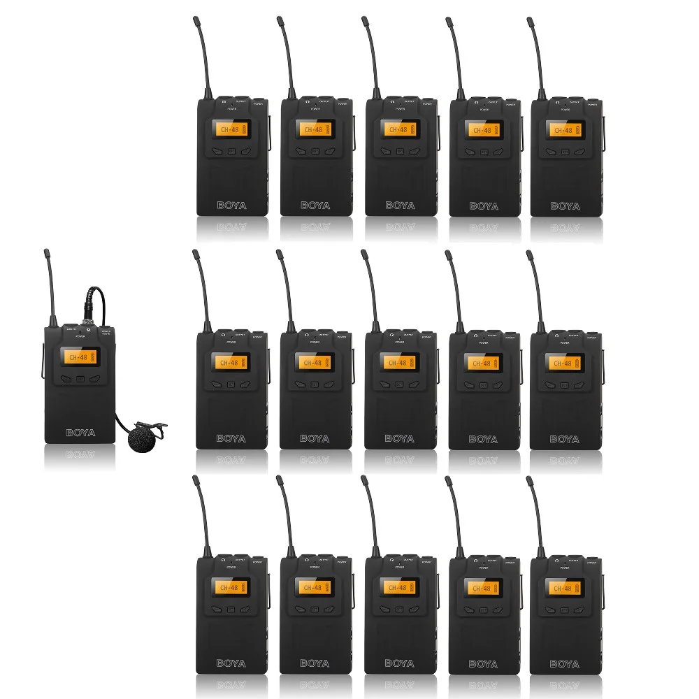 BOYA BY-WM6 Wireless Microphone System Acoustic Transmission 1 Transmitter 15 Receivers 
BOYA BY-WM6 Wireless Microphone System Acoustic Transmission 1 Transmitter 15 Receivers
