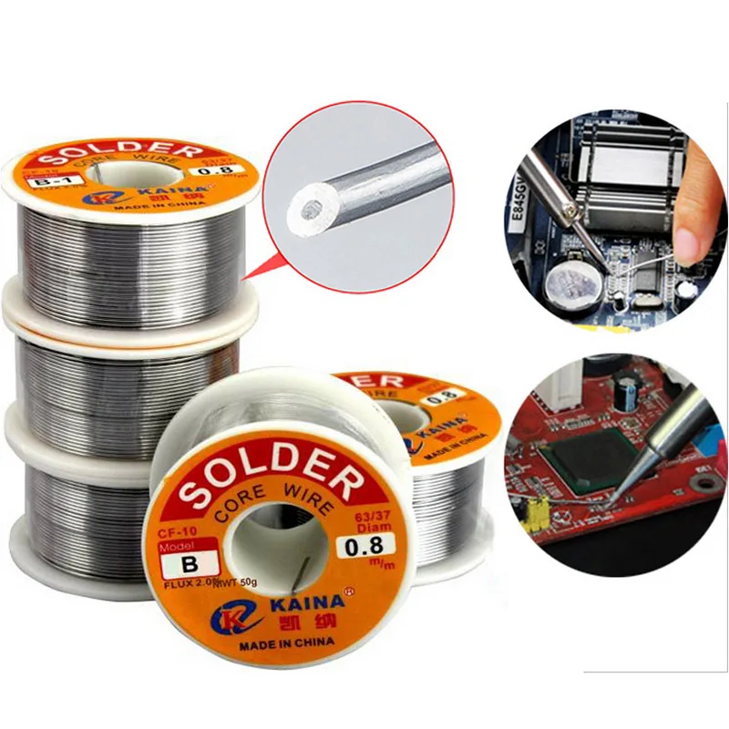 High Quality Soldering Welding Iron Wire 0.5 0.6 0.8 1.0mm 50g core 2.0% 45FT Tin Lead Line Rosin Core core Solder Reel No-clean
High Quality Soldering Welding Iron Wire 0.5 0.6 0.8 1.0mm 50g core 2.0% 45FT Tin Lead Line Rosin Core core Solder Reel No-clean