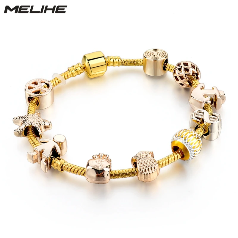 Owl Anchor Beads Gold Bracelet For Female Elastic Chain Women Bracelet With Charms Vintage Pulseras Bijoux Jewelry SBR160017
Owl Anchor Beads Gold Bracelet For Female Elastic Chain Women Bracelet With Charms Vintage Pulseras Bijoux Jewelry SBR160017