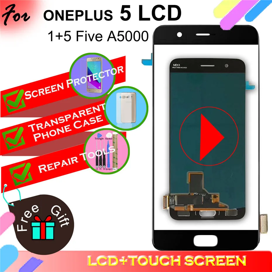 5.5" LCD Display For Oneplus 5 1 + 5 Five A5000 Touch Screen Digitizer Panel Replacement Accessory Parts 1920x1080
5.5" LCD Display For Oneplus 5 1 + 5 Five A5000 Touch Screen Digitizer Panel Replacement Accessory Parts 1920x1080