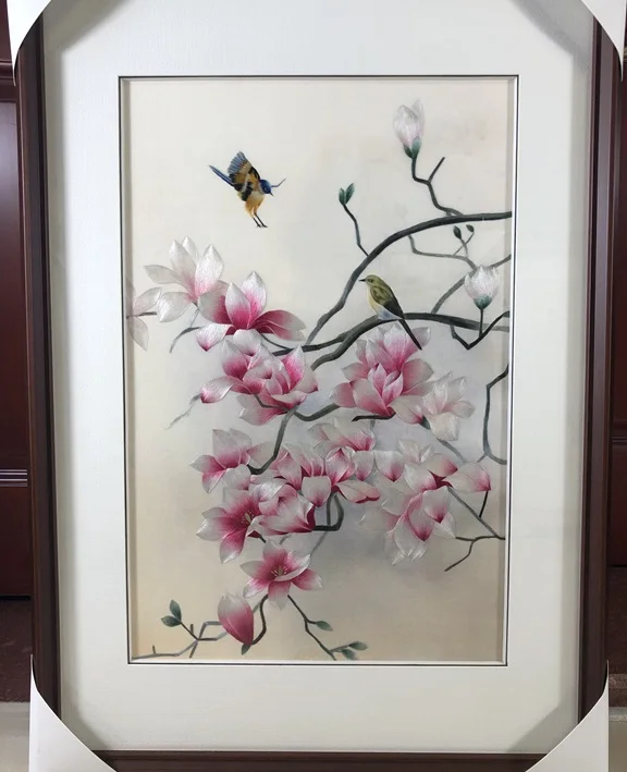 Handmade Gifts 100% Mulberry Silk Thread Finished Su Embroidery Home Decor Painting Yulan flower and birds not include frame
Handmade Gifts 100% Mulberry Silk Thread Finished Su Embroidery Home Decor Painting Yulan flower and birds not include frame