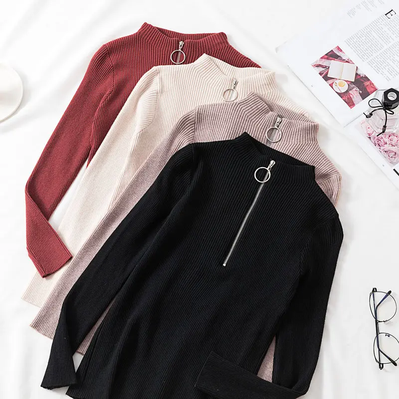 gkfnmt Casual Zipper Sweater Women Half Turtleneck Solid Autumn Female Knitted Sweater Pullovers long Sleeve Chic Soft Jumper
gkfnmt Casual Zipper Sweater Women Half Turtleneck Solid Autumn Female Knitted Sweater Pullovers long Sleeve Chic Soft Jumper