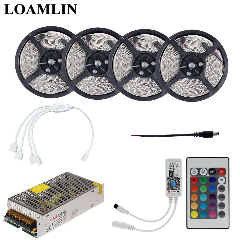 RGB Led Flexible Strip Light SMD2835/3528 With 24Keys IR Remote Wifi Led Controller Power Supply Driver Kit 5M 10M 15M 20M 
RGB Led Flexible Strip Light SMD2835/3528 With 24Keys IR Remote Wifi Led Controller Power Supply Driver Kit 5M 10M 15M 20M