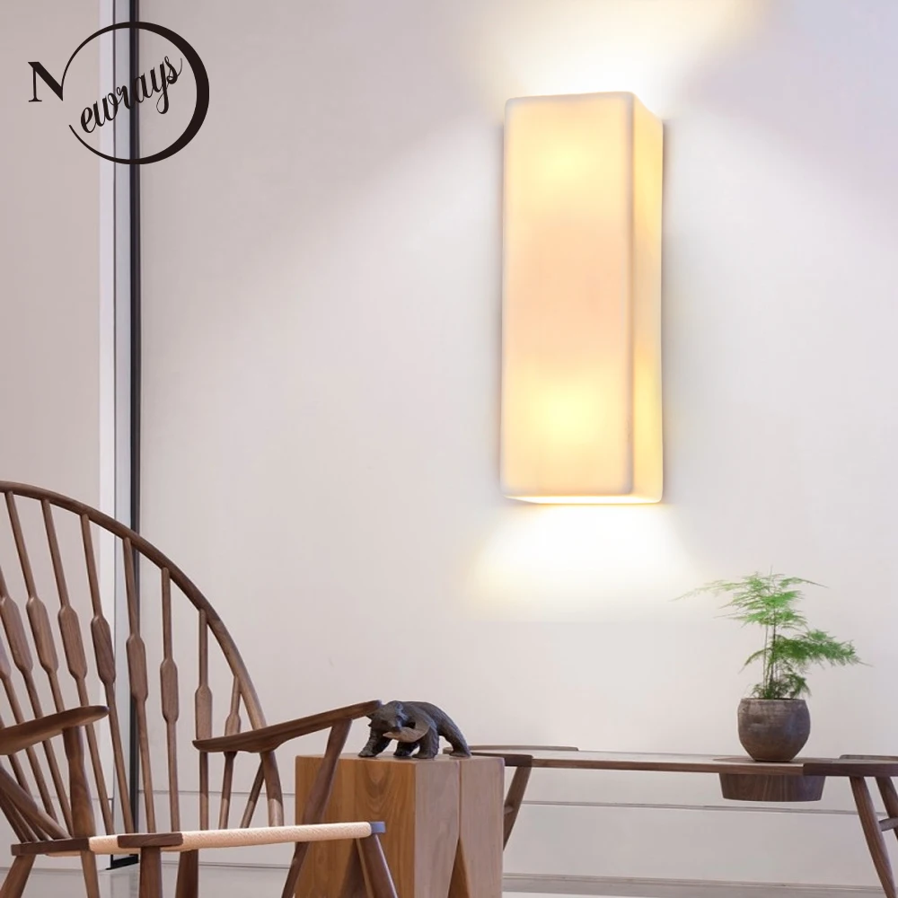 

Modern loft G9 sconce brief white wall lamps ceramic lampshade for home porch living room bedroom bedside hotel room decro light