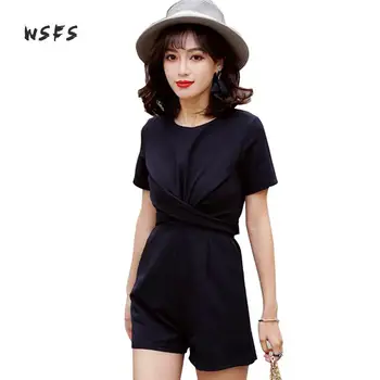 Summer Black Short Sleeve Bodysuit Women Oneck Rompers Wide Leg Jumpsuit For Womens Sexy Playsuit Women Overalls Body Feminino
Summer Black Short Sleeve Bodysuit Women Oneck Rompers Wide Leg Jumpsuit For Womens Sexy Playsuit Women Overalls Body Feminino