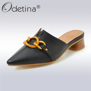 Odetina Spring Summer Stylish Women Slippers Pointed Toe Fashion Chain Mules For Women Square Heel Slip-on Sandals Big Size 48
Odetina Spring Summer Stylish Women Slippers Pointed Toe Fashion Chain Mules For Women Square Heel Slip-on Sandals Big Size 48