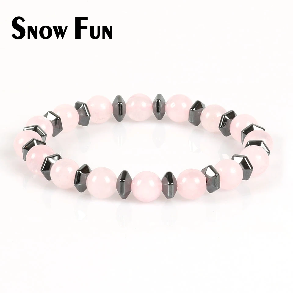 Snow Fun 8mm Rose Quartz Beads Bracelet Jewelry with Hematite Spacers for Fashionable Women
Snow Fun 8mm Rose Quartz Beads Bracelet Jewelry with Hematite Spacers for Fashionable Women