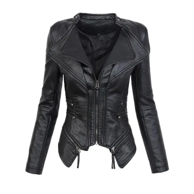 New Autumn Women Gothic PU V-neck Zipper Jacket Slim Short Coat Long sleeve Stand Collar Women Fashion Outwear dropshipping
New Autumn Women Gothic PU V-neck Zipper Jacket Slim Short Coat Long sleeve Stand Collar Women Fashion Outwear dropshipping