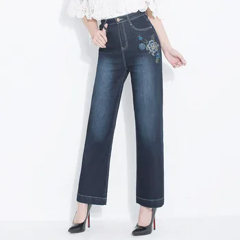 2018 Embroidery flower elasticity High Waist Loose Cut Wide Leg Flare Women's Jeans
2018 Embroidery flower elasticity High Waist Loose Cut Wide Leg Flare Women's Jeans