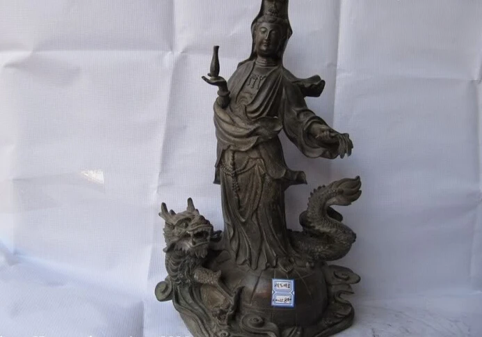 S1494 Chinese Pure Bronze Copper Kwan-Yin GuanYin Buddha Stand on Dragon globe Statue D0318
S1494 Chinese Pure Bronze Copper Kwan-Yin GuanYin Buddha Stand on Dragon globe Statue D0318