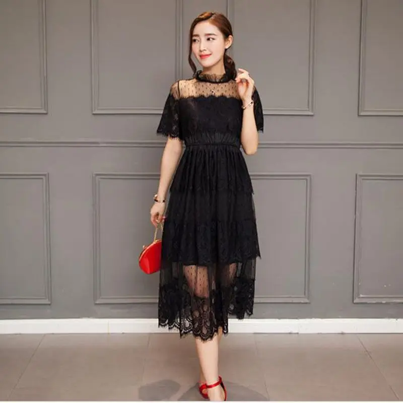 2019 Women Long dress Lace High Slim Waist Big Pendulum Dresses White Black Lace Hollow Out
2019 Women Long dress Lace High Slim Waist Big Pendulum Dresses White Black Lace Hollow Out