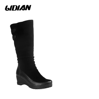 LIDIAN knee-high Genuine leather boots women Sheep suede Winter shoes Warm wool fur woman Black Boots Zip High quality H21-3
LIDIAN knee-high Genuine leather boots women Sheep suede Winter shoes Warm wool fur woman Black Boots Zip High quality H21-3