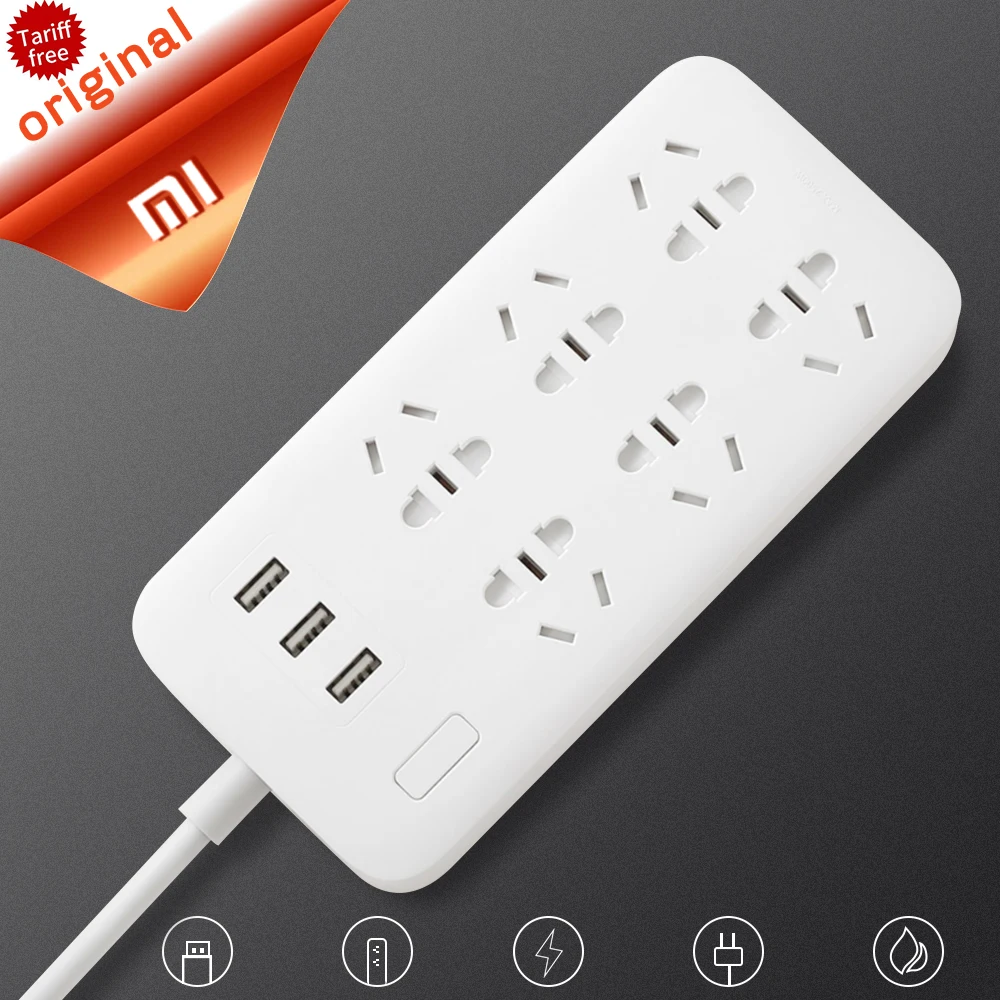Original Xiaomi Mijia Power Strip 6 Sockets 3USB Power Converter 5V 2.1A Standard Socket Fast Charging Extension Socket Homekit
Original Xiaomi Mijia Power Strip 6 Sockets 3USB Power Converter 5V 2.1A Standard Socket Fast Charging Extension Socket Homekit