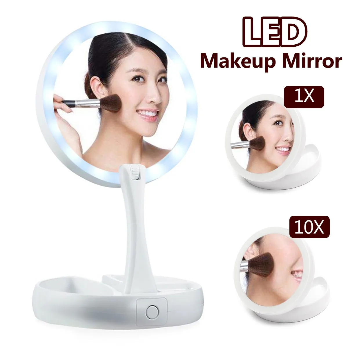 Portable Led Travel Folding Compact Mirror With Light Touch Screen Double-sided 10x Magnifying Lighted Handbag Makeup Mirrors
Portable Led Travel Folding Compact Mirror With Light Touch Screen Double-sided 10x Magnifying Lighted Handbag Makeup Mirrors