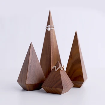 The pyramid Black walnut Ring Display Holder Solid Wood Polishing Smooth Ring Display Stand
The pyramid Black walnut Ring Display Holder Solid Wood Polishing Smooth Ring Display Stand