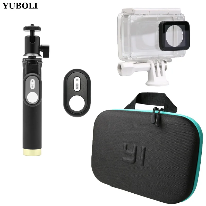 Waterproof Case + Self Stick + Camera Bag Bluetooth Remote Control 3in1 kit for Xiaomi Yi 4K 2 Action Camera Accessories
Waterproof Case + Self Stick + Camera Bag Bluetooth Remote Control 3in1 kit for Xiaomi Yi 4K 2 Action Camera Accessories