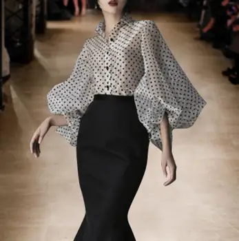 Dot Shirt Female Lapel Collar Lantern Sleeve Plus Size Vintage Blouse For Women Spring Summer 2019 Fashion New Tops
Dot Shirt Female Lapel Collar Lantern Sleeve Plus Size Vintage Blouse For Women Spring Summer 2019 Fashion New Tops