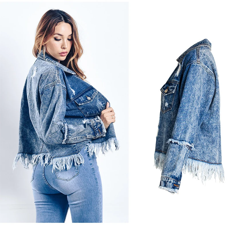 CBUCYI Denim women 2018 new European and American women's loose BF romantic su jacket jacket thin denim jacket (4)