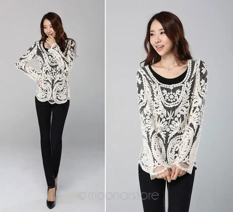 Fashion Crochet Lace Tops Women Blouses Hollow Out Lady Lace Shirt Lace Blouse BE1400
Fashion Crochet Lace Tops Women Blouses Hollow Out Lady Lace Shirt Lace Blouse BE1400